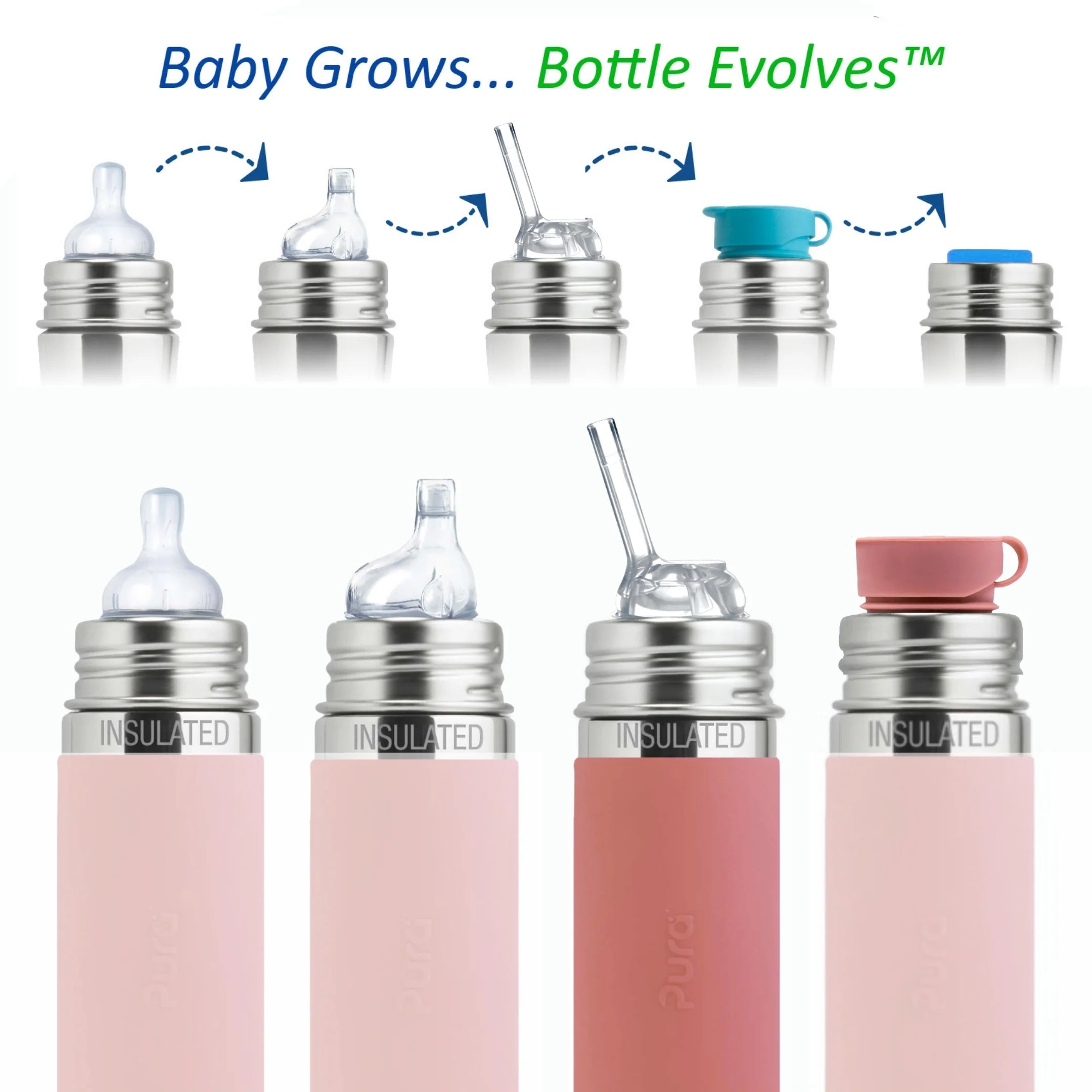 Termo steklenička s slamico Kiki (Straw) 260 ml – Rose | Pura Stainless