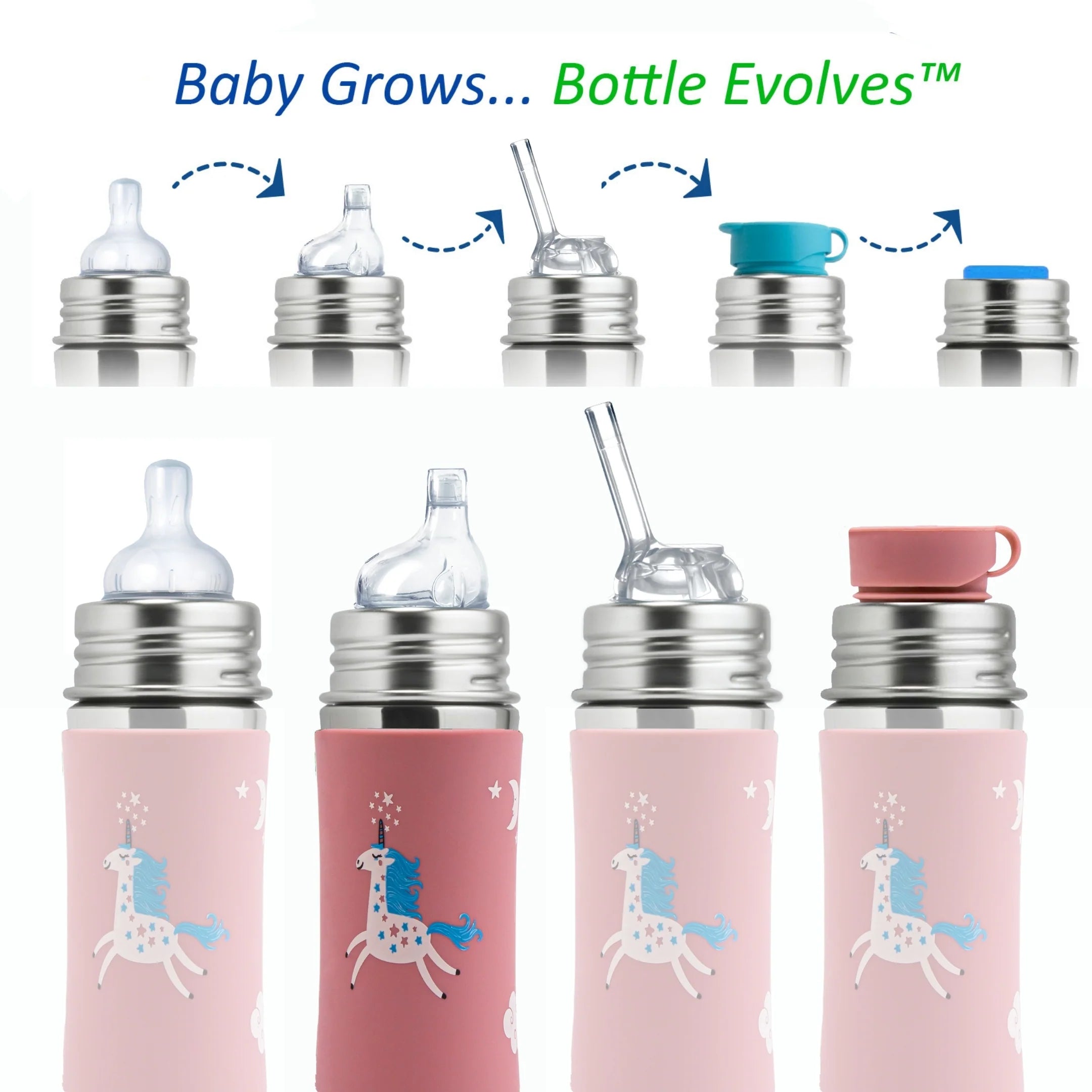 Steklenička z ustnikom Kiki (Sippy) 325 ml – Unicorn | Pura Stainless