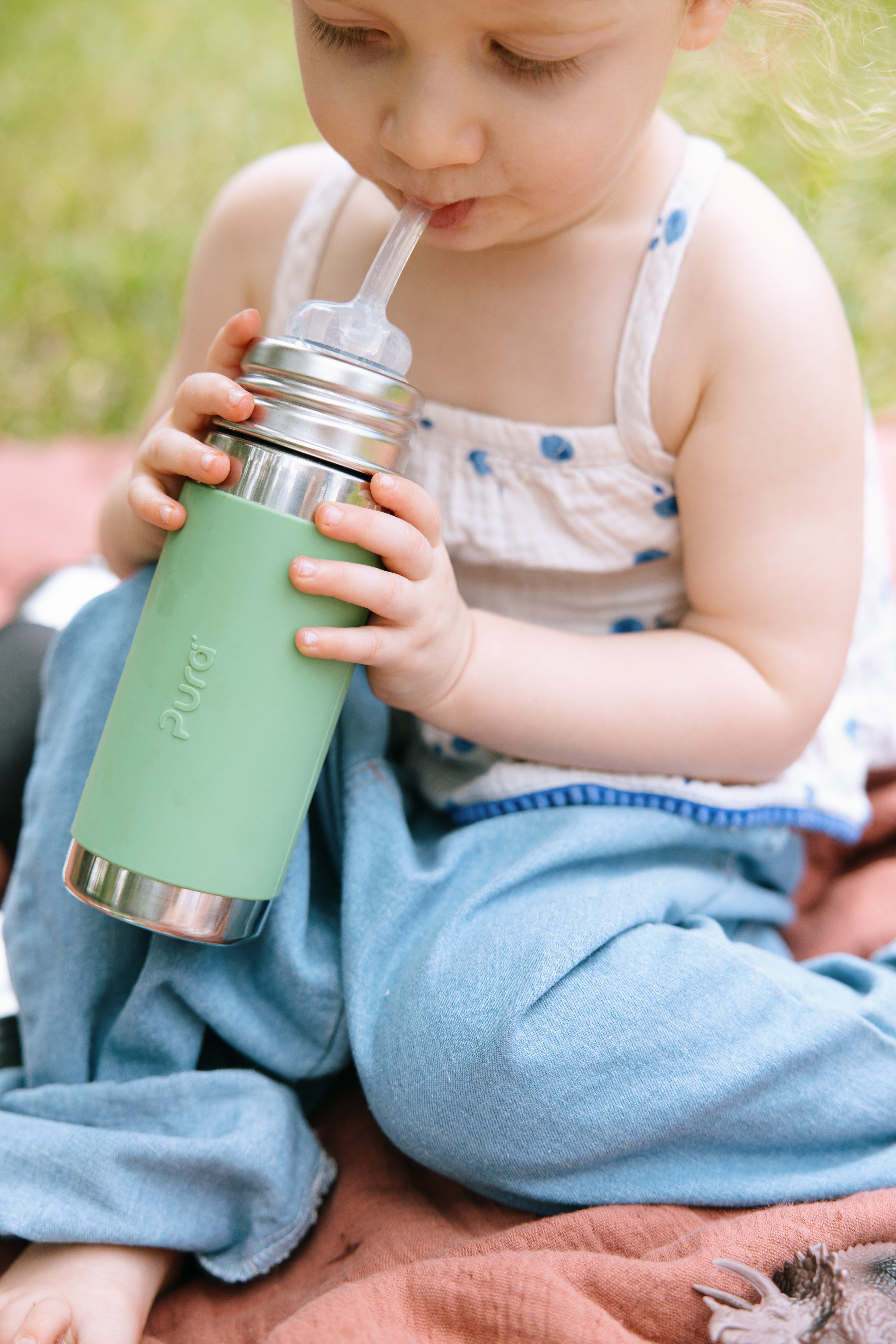 Termo steklenička s slamico Kiki (Straw) 260 ml – Moss | Pura Stainless
