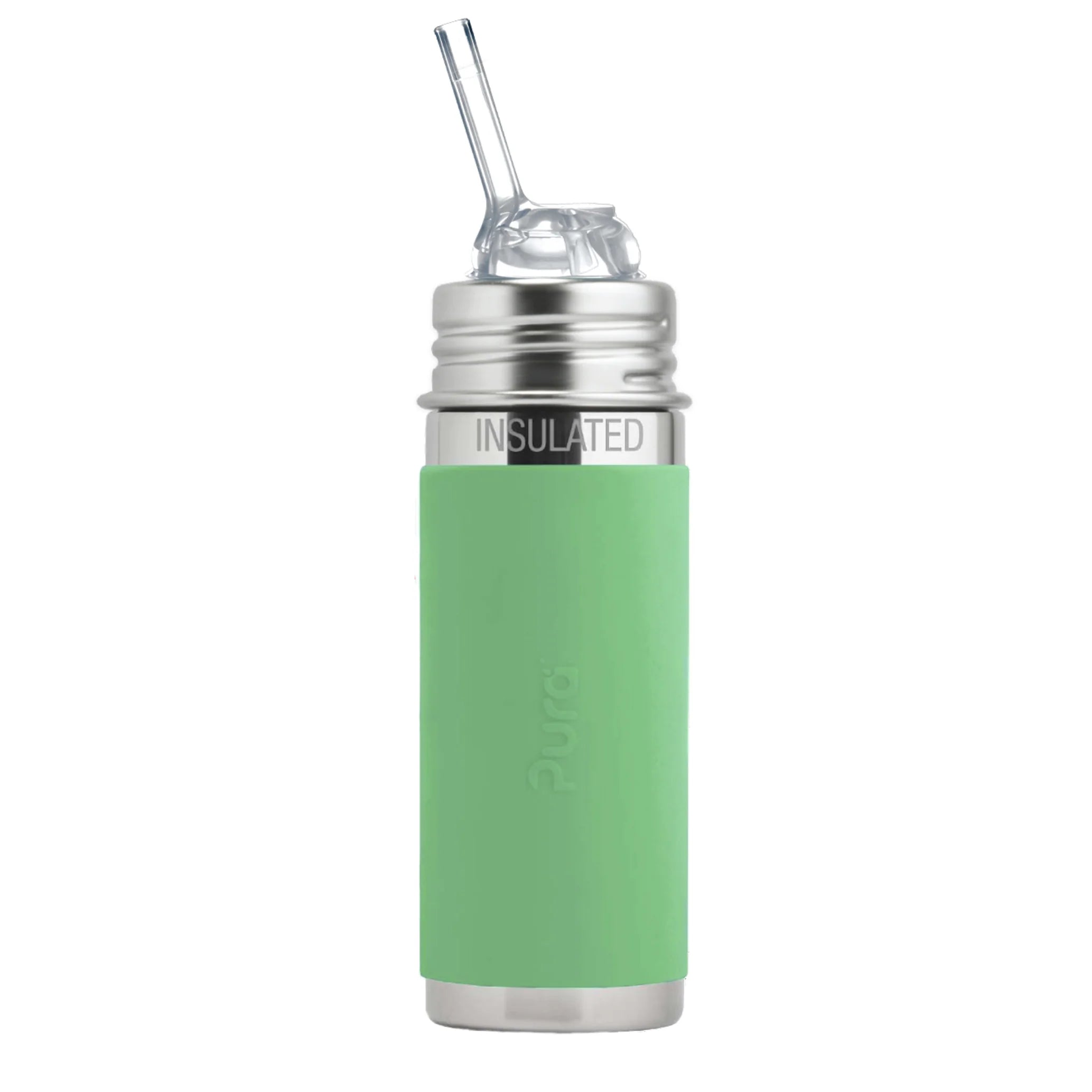 Termo steklenička s slamico Pura Kiki 260 ml v barvi Moss – izolirana, s silikonsko slamico, brez plastike