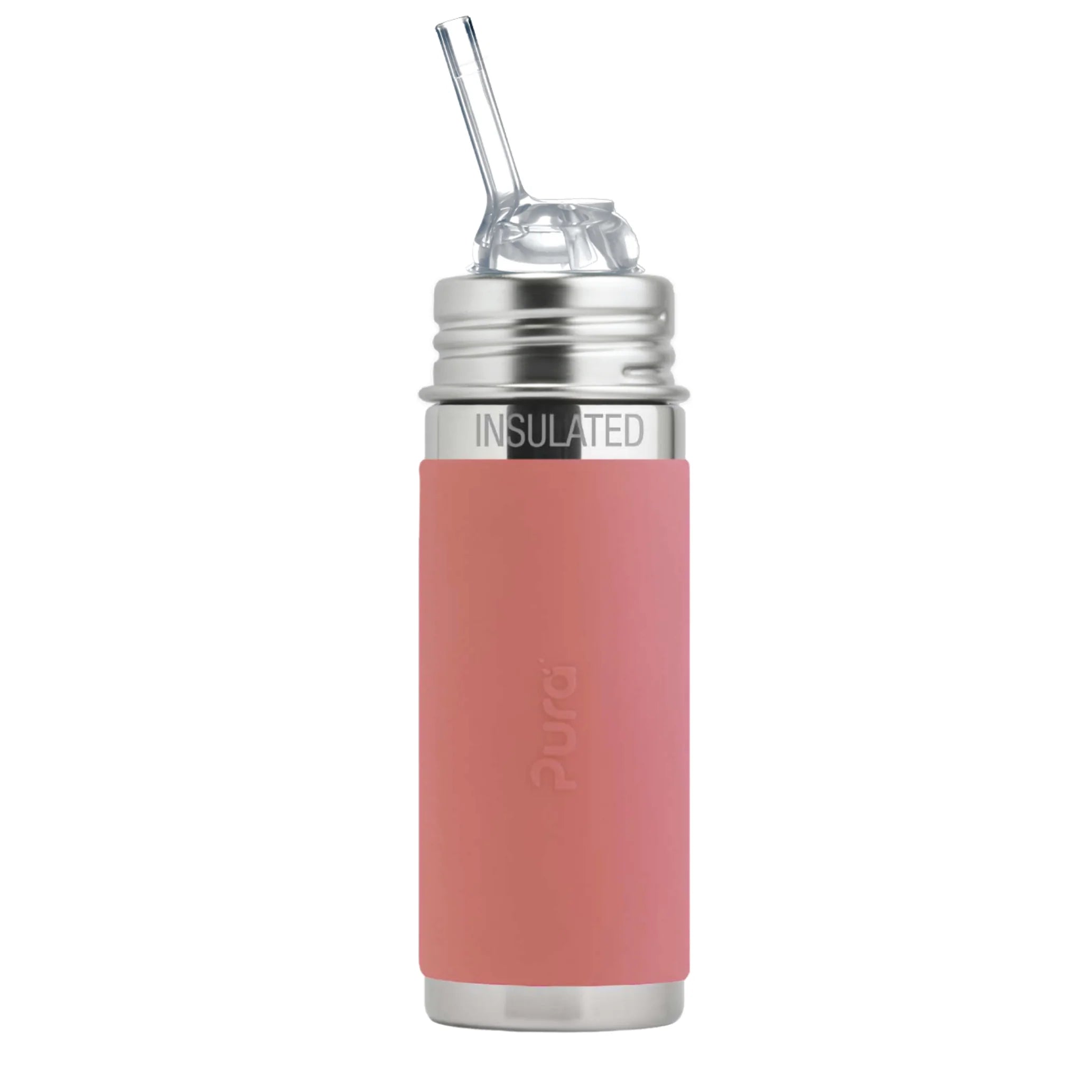 Termo steklenička s slamico Pura Kiki 260 ml v barvi Rose – izolirana, s silikonsko slamico, brez plastike