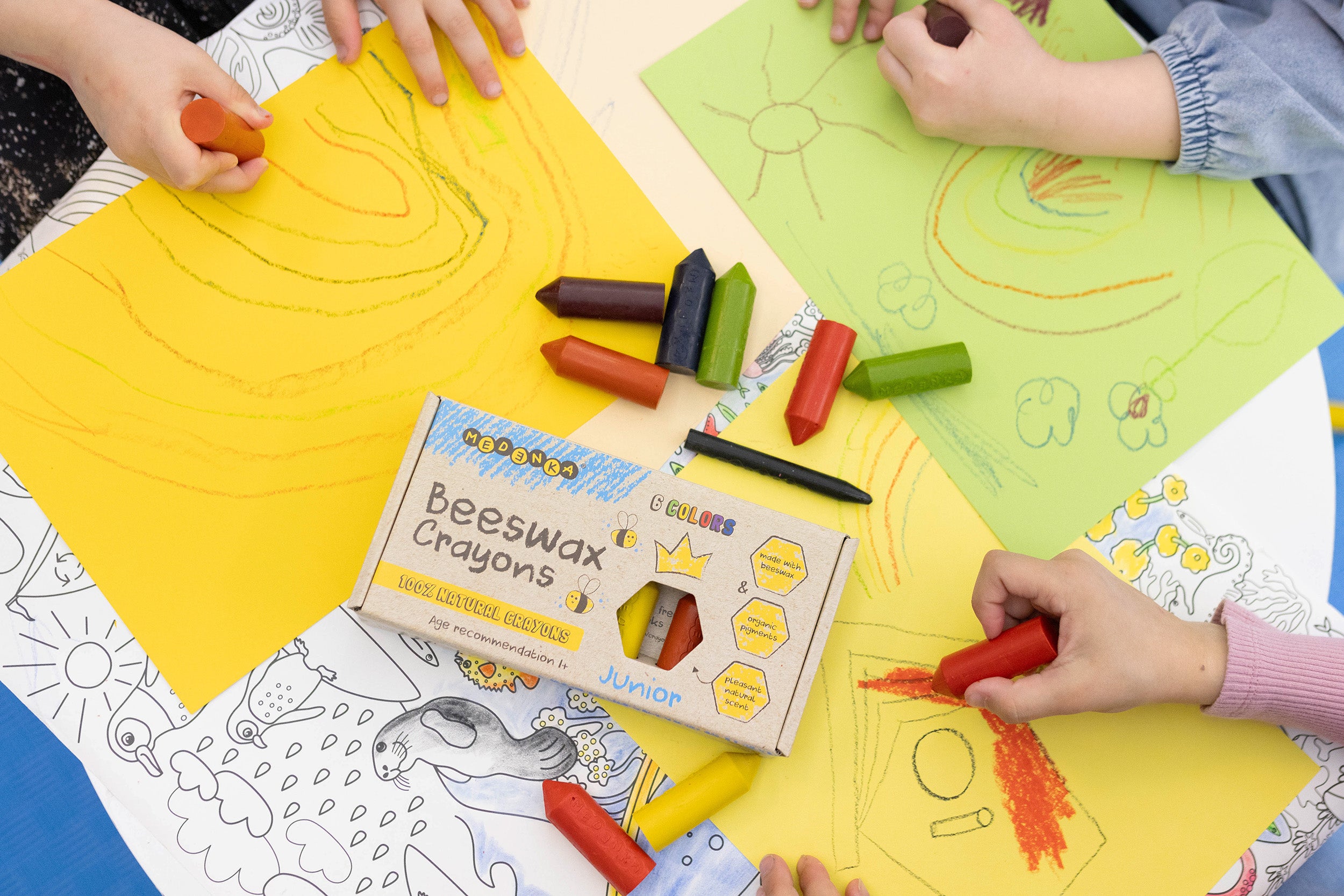 Voščenke iz čebeljega voska Junior (6 barv) | Medenka
