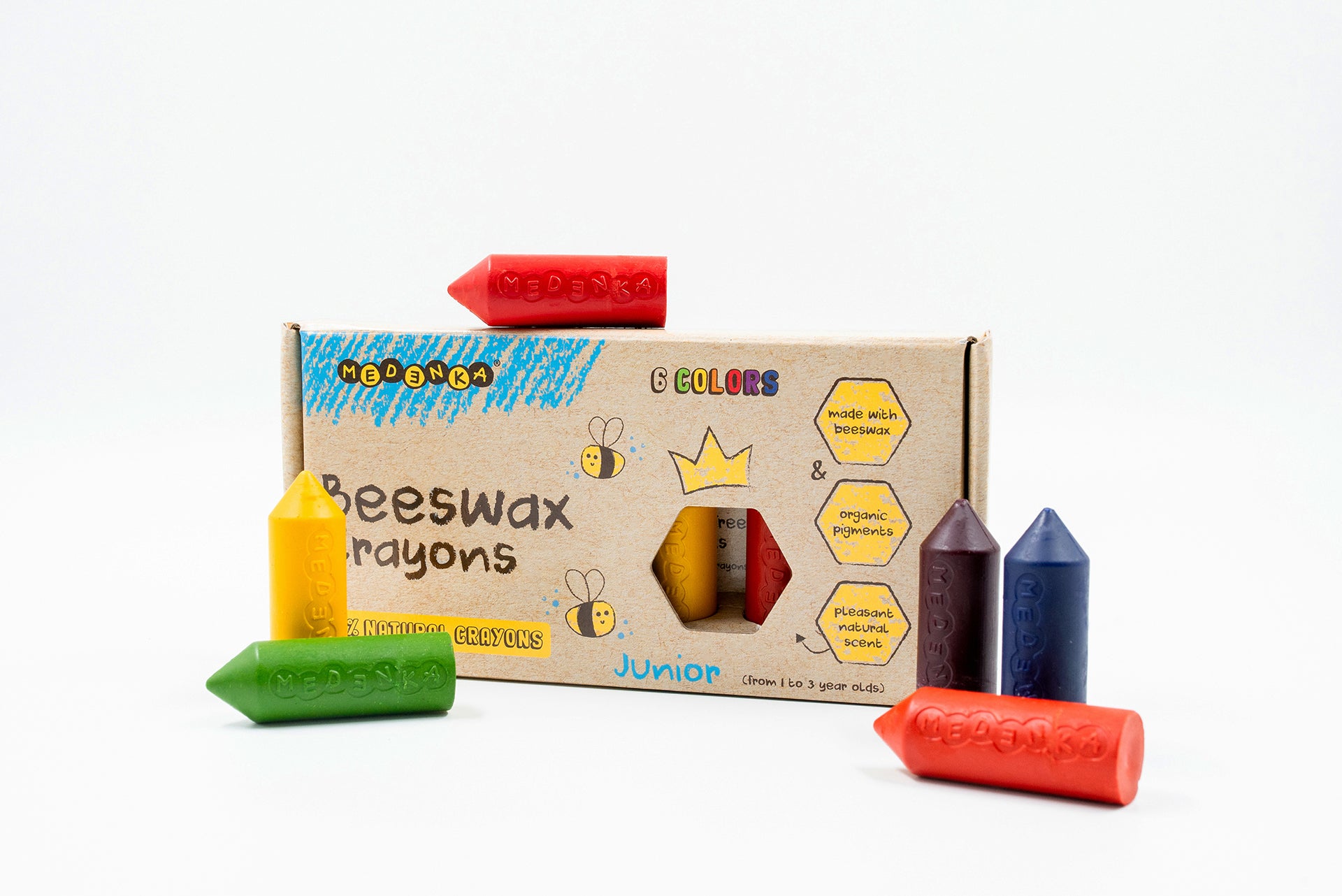 Voščenke iz čebeljega voska Junior (6 barv) | Medenka